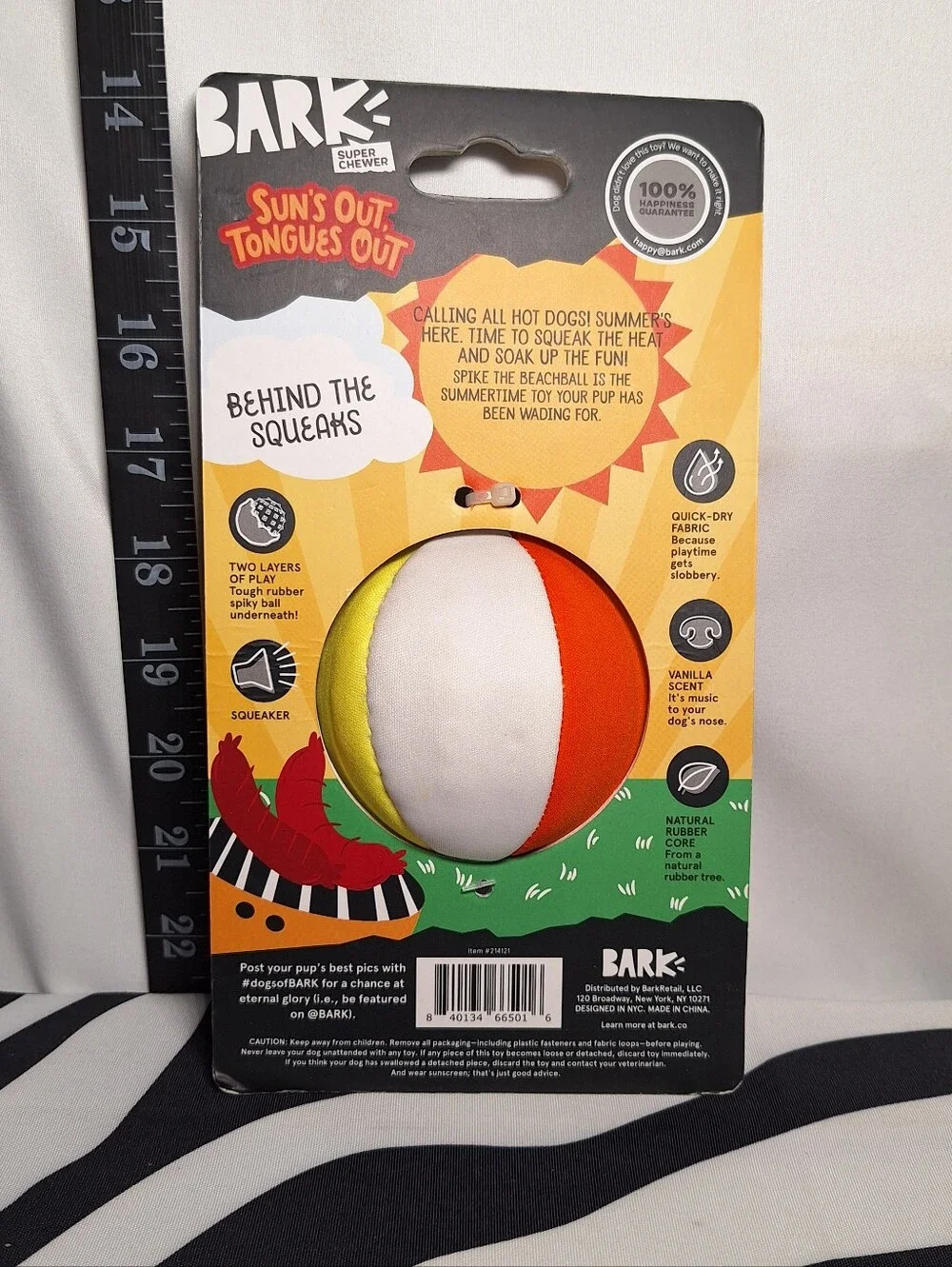 NWT Bark Super Chewer Spike The Beachball Dog Toy M